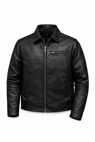 Men genuine leather jacket - leather,